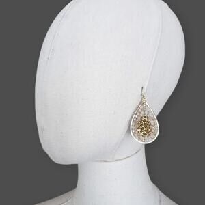 Gold & Cream Crystal Bead Teardrop Earrings